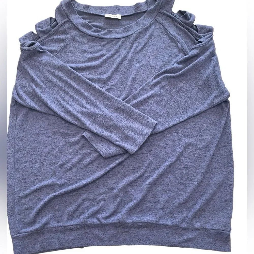 ee:some Blue Cutout Open Sleeve Lightweight Knit Sweater Top Women’s 1X - Picture 3 of 4